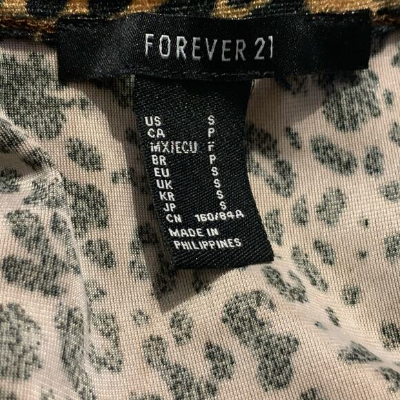 Forever 21 Leopard Print Long Sleeve Square Neck Velvet Mini Dress - Picture 6 of 7